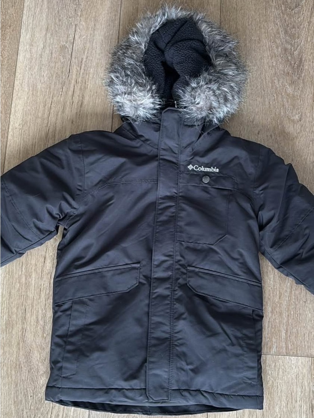 Columbia Black Jacket with Gray Fleece Lining